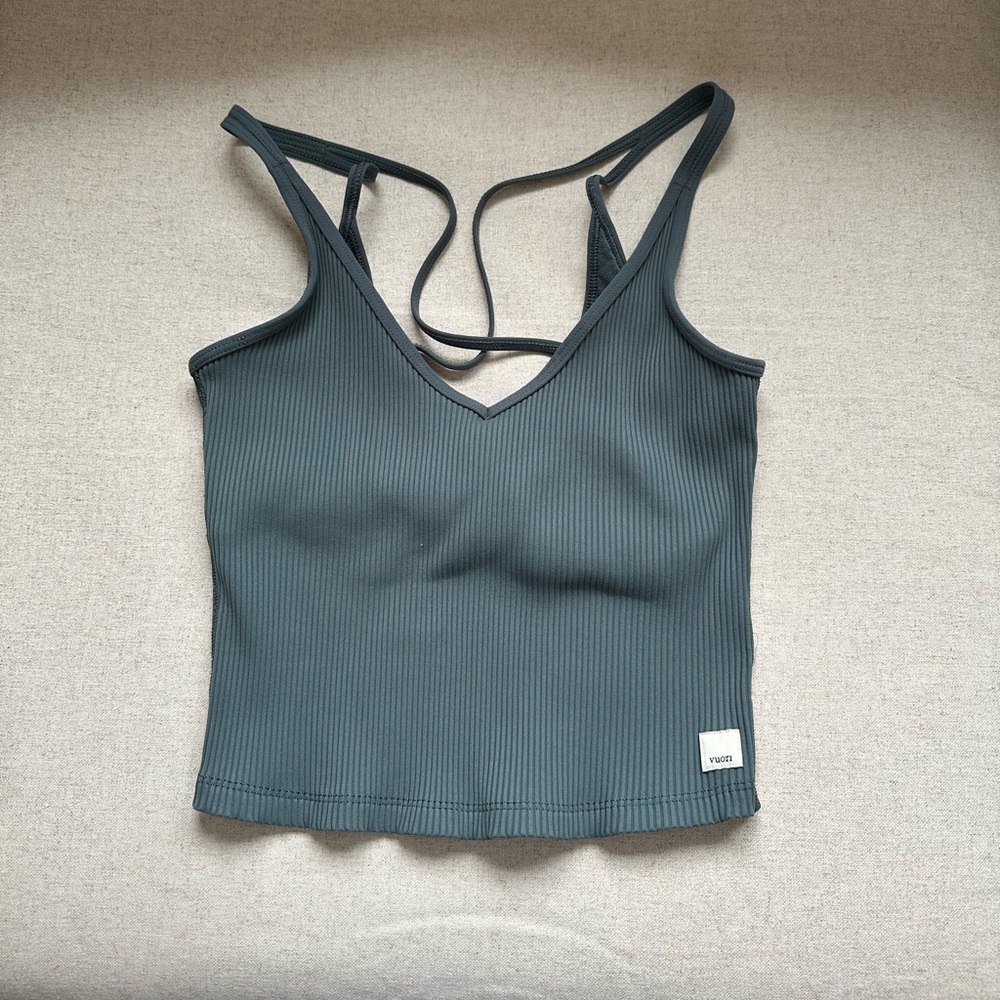 VUORI Blue Ribbed Tank Top